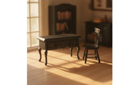 1/12 Dollhouse Desk and Chair Set 1:12 Scale Dollhouse Desk with Chair Three-Drawer for Collectors