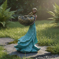 Resin Bird Feeder Statue Decorative Fairy Garden Statue Weather-Resistant