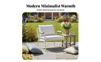 Upholstered Armchair with Woven Rear Waterproof Patio Seating Anti-Corrosive Dense Foam Padding for Residents, Courtyard