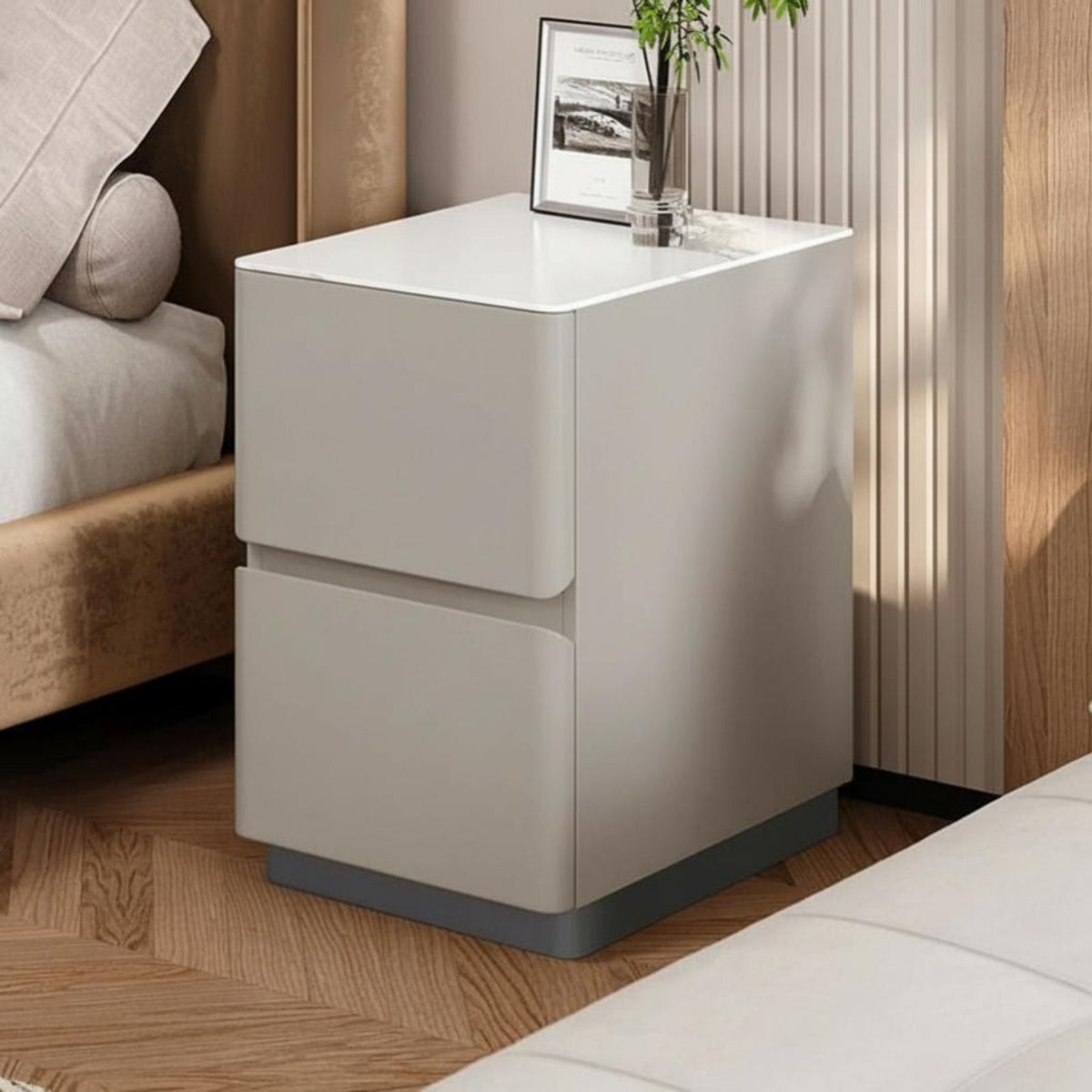 Narrow 2-Drawer Bedside Cabinet Modern Minimalist design Nightstand Space-Saving