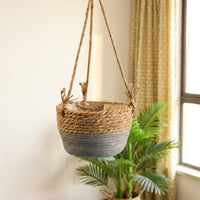 Hanging Basket for Home Decor and Garden Decor, Seagrass Storage Basket for Hanging Plant and Boho Decor, Metal Hanging Planter, Item in Stock