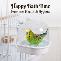 Bird Bath Tub for Cage Hanging, Spacious Bird Cage Shower Enclosure, Parrot Bath #variant:Covered Bath