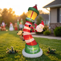 Christmas Inflatable with Santa Outdoor Christmas Inflatable Decoration Festive Inflatable Yard Decoration for Lawn, Garden