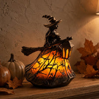 Halloween Witch Lamp Cutout Pattern Resin Witch Lamp USB Powered