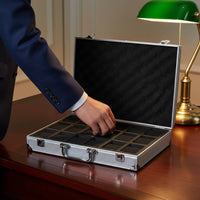 Aluminum Watch Briefcase Large Capacity Watch Travel Carrying Case Accessory Organizer Rigid-Shell Protection Soft Padded