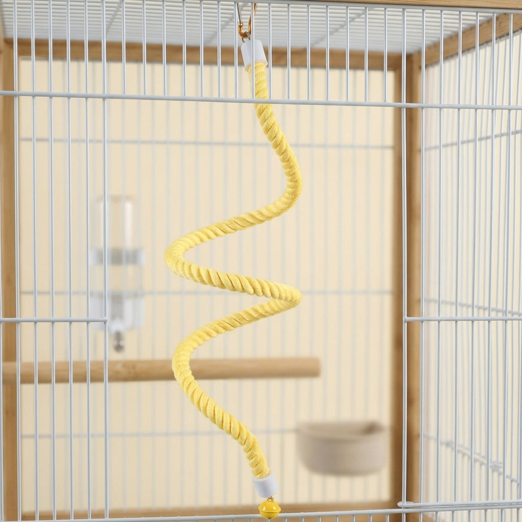 Climbing Rope Parrot Toy, Bendable Bird Swing and Climbing Ladder for Cage, Budgie Toy with Hook and Screw Swivel Attachment