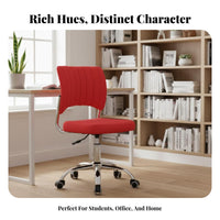 Armless Swivel Task Chair Padded Cushion Armless Rolling Chair Compact Design
