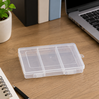 Container Box with Lid Storage Case 3 Compartments Clear PP Storage Box with Lid