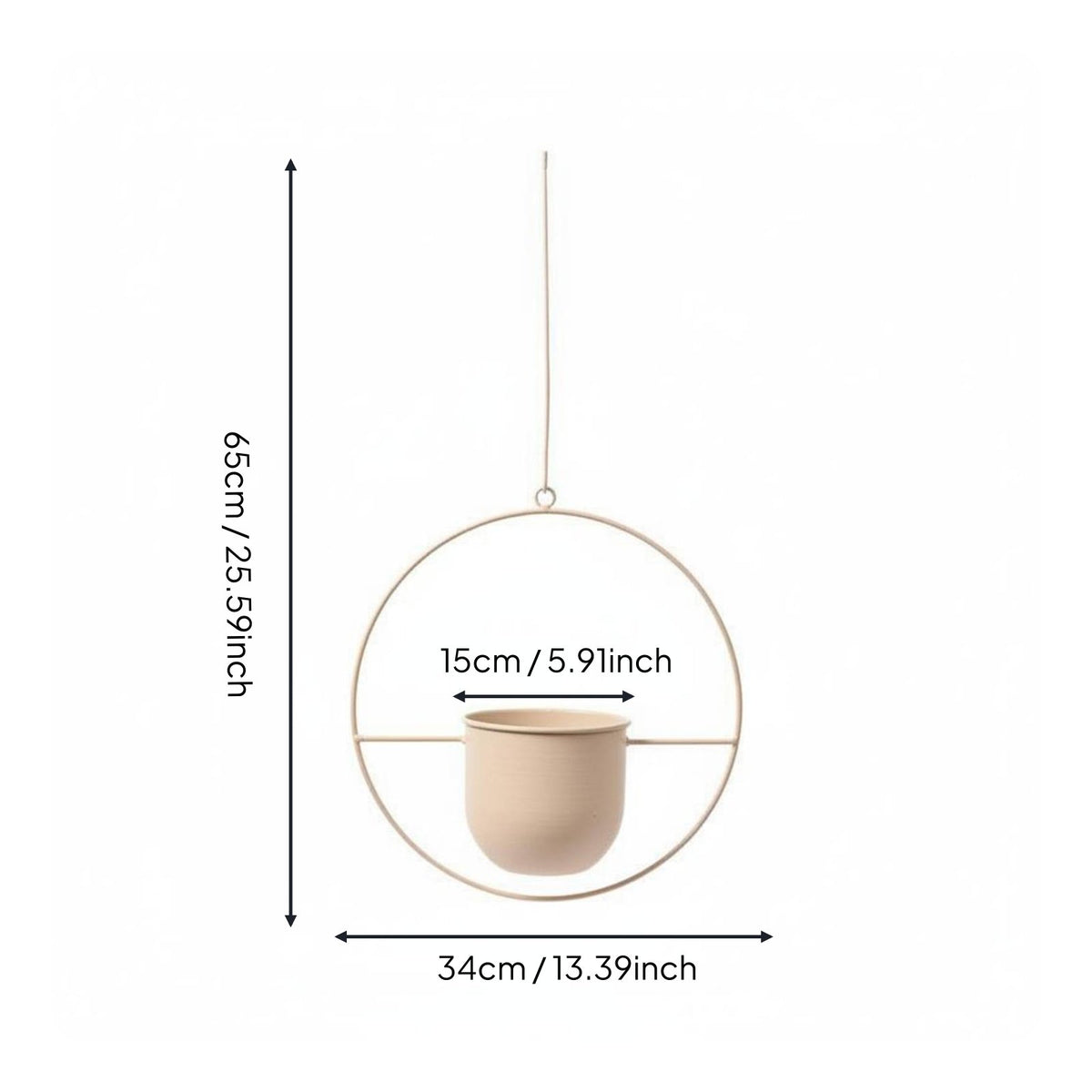 Wrought Iron Hanging Basket Minimalist Crafted Metal Hoop Plant Holder Lightweight Home Decoration for Balcony, Garden