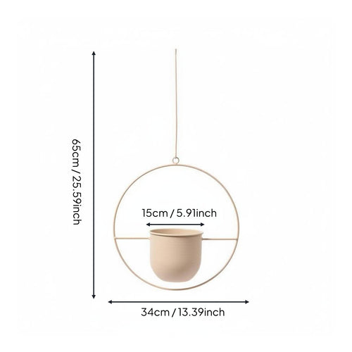 Wrought Iron Hanging Basket Minimalist Crafted Metal Hoop Plant Holder Lightweight Home Decoration for Balcony, Garden