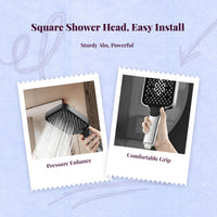 High Pressure Square Shower Head, Pressurized Handheld Rainfall Set for Bathroom and Home, Adjustable Settings