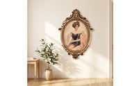 Oval Frame with Portrait Carved Decor Decorative for Living Room, Bedroom