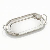 Decorative Tray with Rope Border Silver-Toned Serving Platter Easy to Clean