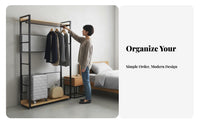 Nordic Design Freestanding Wardrobe Unit Freestanding Freestanding Wardrobe with Shelves Multi-Tier Shelving Garment Rack Heavy-Duty for Apartment Dwellers, Renters, Homeowners, Walk-in Closet, Dressing Room