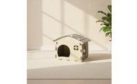 Semi-Enclosed Felt Cat House Two-wayEntry Cat Hideaway with Toy Indoor Kitty Hut Cozy for Apartment