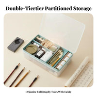 Doubletier Calligraphy Box Doubletier Design Stationery Organizer for Craft Room