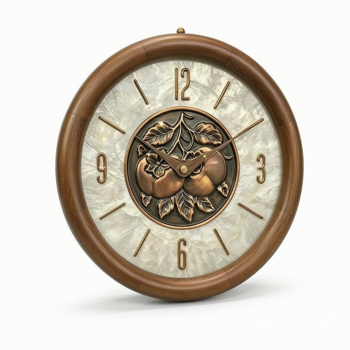Clock with Wood-Grain Frame Ornate Clock with Iridescent Dial Analog for Office