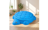 Plastic Turtle Sandbox Textured Play Basin with Lid Large Sandpit Low-Height for Children, Toddlers, Kindergarten, Playroom, Backyard