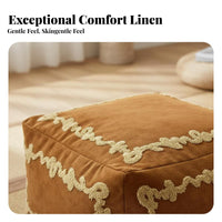 Upholstered Pouf Moroccan Design Embroidered Pouf Cube for Balcony, Kids