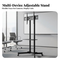 Mobile TV Stand Heavy Duty Rolling TV Cart with Wheels 360-degree Rotation Casters Adjustable Viewing Portable Presentation Stand Steel Frame Suitable for Businesses Office Exhibitors Conference Room