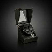 Carbon Fiber Watch Winder with Transparent Window Mechanical Watch Winder with Viewing Window Double Premium for Men, Desk, Dresser, Office