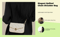 Quilted Chain Crossbody Bag, Geometric Handbag, Multi-Pocket
