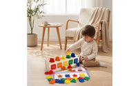 Wooden Sorting Box with Cards Colorful Educational Toy with Shape Pieces Wooden Sorting Toy Geometric Color Matching