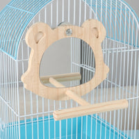 Mirror Perch Stand with Wooden Bird Stand Dowel, Interactive Bird Mirror Toy for Budgie Cockatiel Toys, Wood Material Cage Mirror Perch Wooden