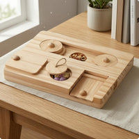 Small-Pet Foraging Tray Mental Wooden Puzzle Feeder Animal Gear for Tabletop