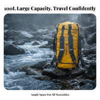 100L Backpack 1000D Material Water Resistant Backpack Padded Shoulder Straps Travel Duffel Bag for Long Trips