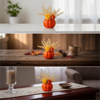 Fall Artificial Pumpkin Centerpiece Harvest Pumpkin with Flowers Autumnal Tabletop Decor Seasonal for Thanksgiving