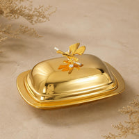 Metal Butter Dish Butterfly Handle Tableware Rounded Corners