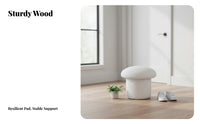 Round Sherpa Pouf Nordic design Low Stool Space-Saving Design for Parents, Adults