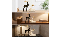 2 Pieces Deer Statues with Sphere Ceramic Deer Figurines Minimalist Resting Statue for Bookshelf