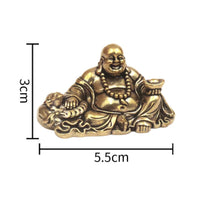 Laughing Buddha Figurine Brass-Toned Laughing Buddha Statue Feng Shui for Car