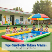 Inflatable Pool, Thickened Outdoor Swimming Pond for Kids, Fishing & Play Activities