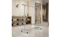 Floor-Standing Drying Rack with Shelf Heavy-Duty Rolling Clothes Rack Adjustable Furniture Portable for Laundry Room, Indoor