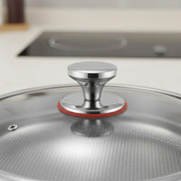 Induction Compatible Honeycomb Non-Stick Pan Universal Cooktop Compatibility Non-Stick Honeycomb Pan Scratch Resistant Uncoated Skillet Glass Lid