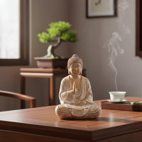 Wood Grain Buddha Ornament Chinese Design Home Decor Serene Design for Tea Room