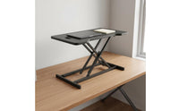 Two-tierTier Design Height Adjustable Desktop Workstation Spacious Work Surface Adjustable Sit-Stand Desk Riser Non-Slip Base Standing Desk Platform with Keyboard Tray Built-in Device Slot for Telecommuting Workers