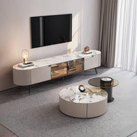 2 Pieces Round Coffee Table Modern Coffee Table Set Minimalist Nesting Tables for Living Room, Lounge