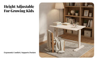 full set off-white Writing Desk with Hutch Spacious Desktop Writing Table with Hutch Ergonomic Design children's Furniture Sturdy Construction for Students, Kids 5-12, Parents, Study Area, Online Learning, Bedroom, Playroom