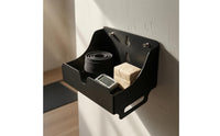 Keyhole Slots Gym Storage Rack uncoveredTop Wall Mounted Gym Organizer High Side Walls Wall Storage Rack Black for Fitness