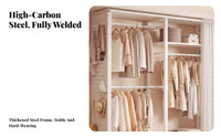 Modular Clothes Rack with Pegboard Heavy Duty Metal Garment Rack with Shelves Sturdy and Sturdy Freestanding Wardrobe System Organizer for Homeowners