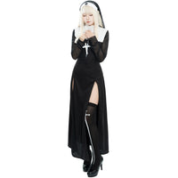 Nun Costume for Women, Cosplay, Halloween, Polyester, Black, S-XL