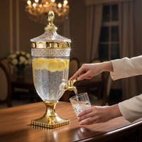 Glass Beverage Dispenser with Spigot Transparent Structure Large Capacity Water Dispenser Vintage Design Beverage Jar Easy To