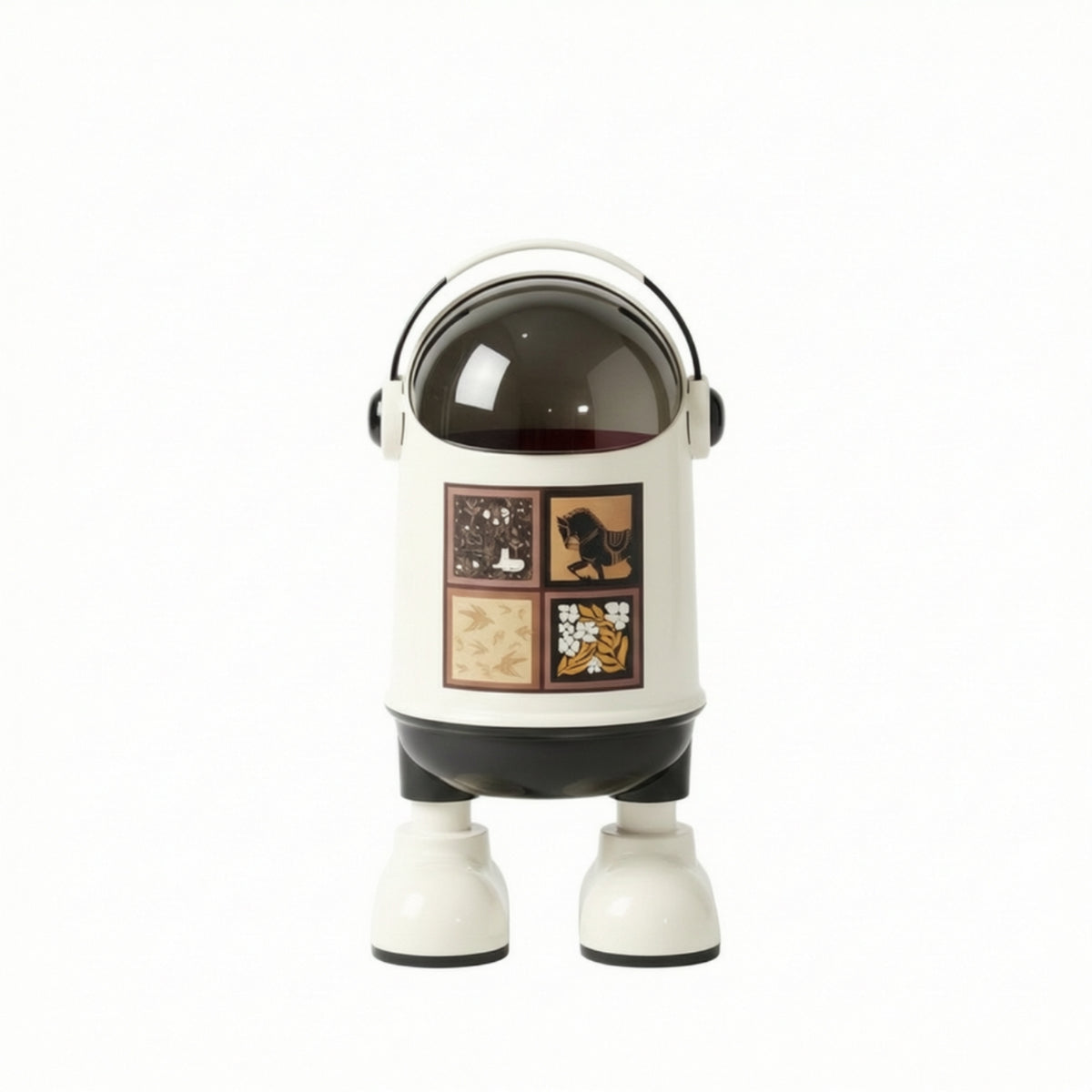 Decorative Artwork Glossy Finish Doublecontainer Trash Bin Flip-Lid Trash Bin