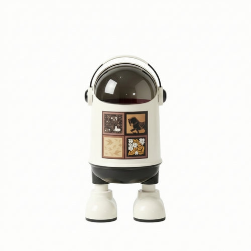 Decorative Artwork Glossy Finish Doublecontainer Trash Bin Flip-Lid Trash Bin