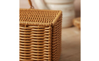 Rectangular Woven Basket with Handle Portable Storage Basket with Handles Structured Multipurpose for Closet, Bedroom, Kitchen, Entryway