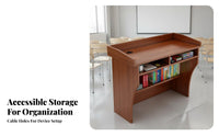 1 Lectern Classroom Presentation Desk Wooden Speech Stand Spacious Desktop Sturdy Construction Suitable for Lectures Meetings Speeches Auditoriums